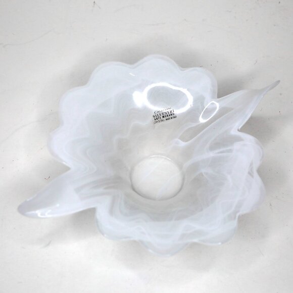Vintage MURANO Creazioni Silvestri Arte Glass Crystal Bowl Swirl White Italy - Picture 7 of 11